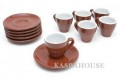 Brown Italian Cafe Style Milano Cappucino Cups  Set of 6 made by Nuoa Point Italy