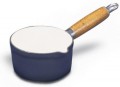 Chasseur Enamel Cast Iron Sauce Pan With A Beautiful Wooden Handle Blue